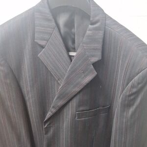 Elegant Charcoal Striped Men's Suit